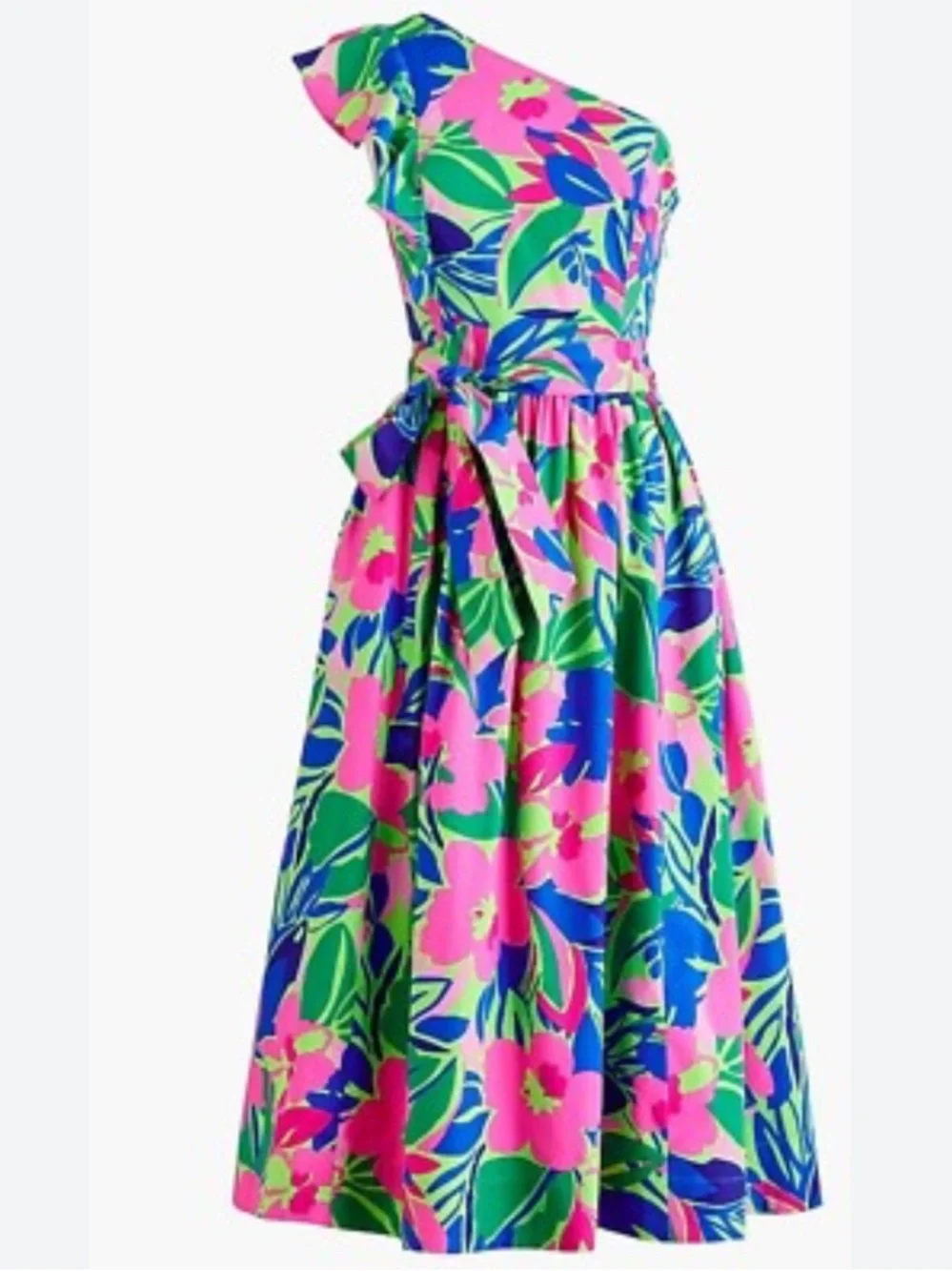NEW J Crew Midi Dress One Shoulder Pin Floral Preppy Boho Vacay Size 8P